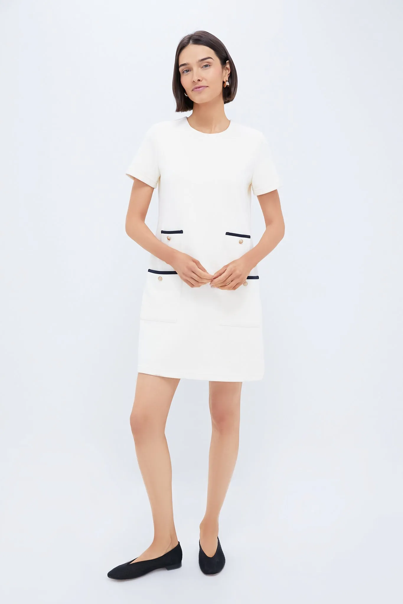 Pearl White Short Sleeve Francoise Dress
