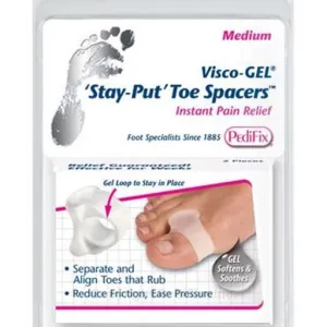PediFix Visco-Gel Stay-Put Toe Spacers, Medium