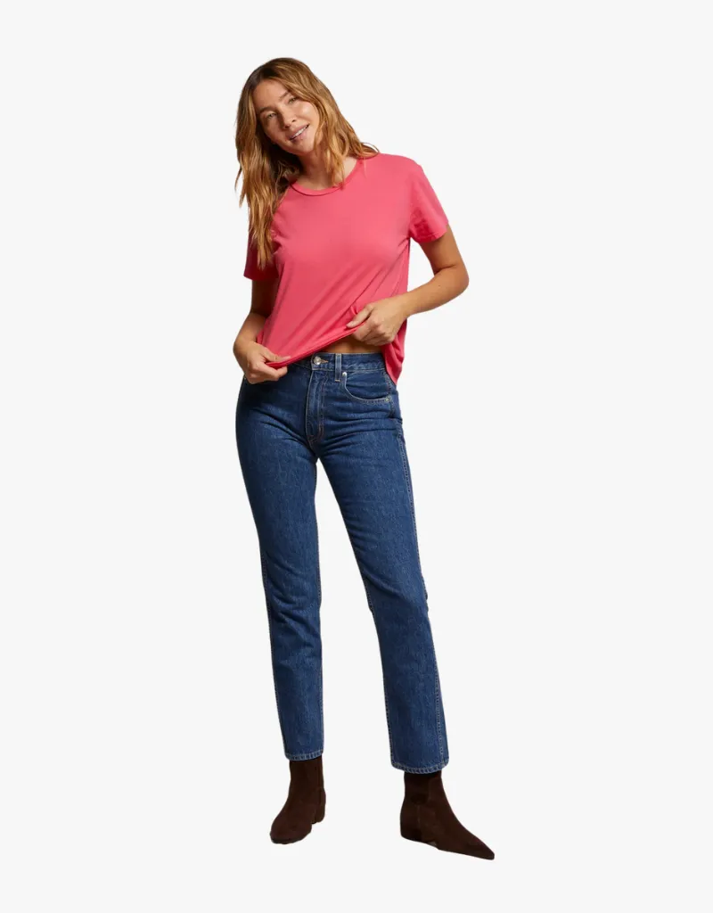 Perfect White Tee Harley Crispy Lightweight Cotton Boxy Tee in Pink Bloom