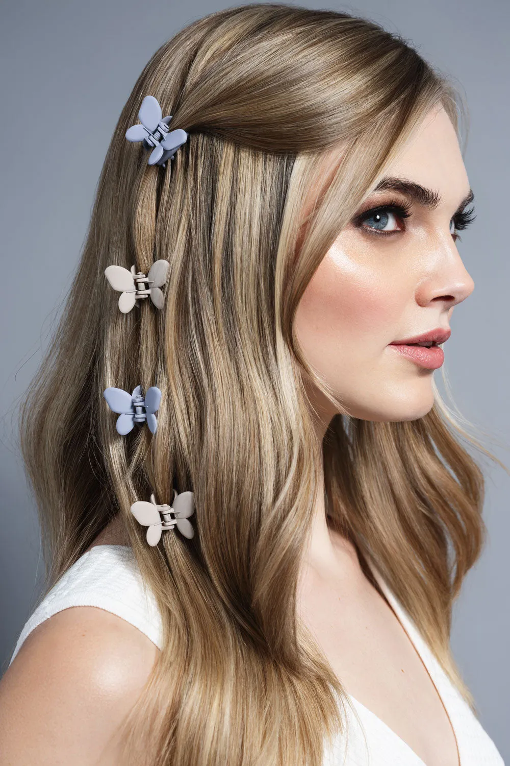 Petite Papillon Butterfly Claw Clips Set - Blush & Blue
