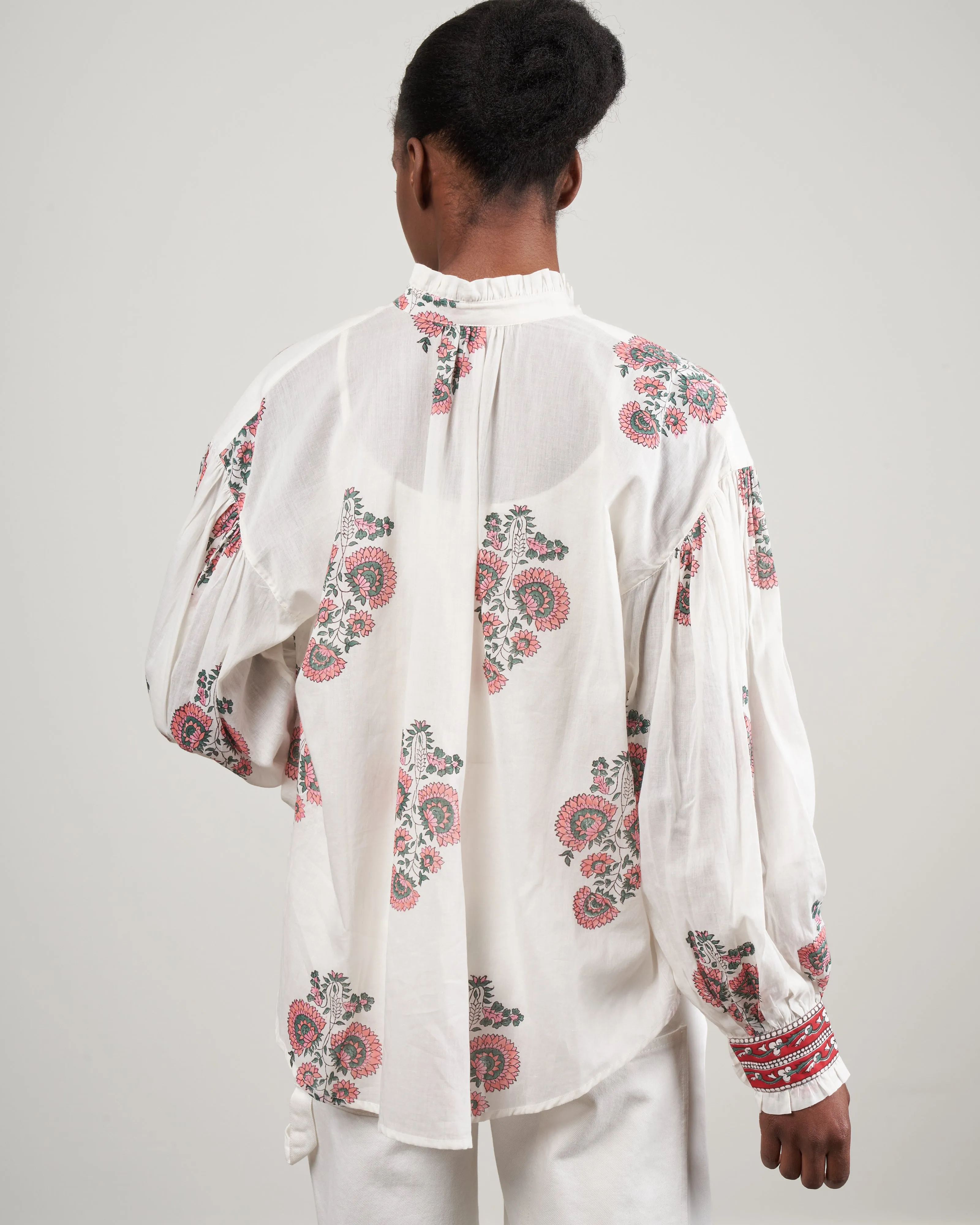 poet peach blouse - white/peach