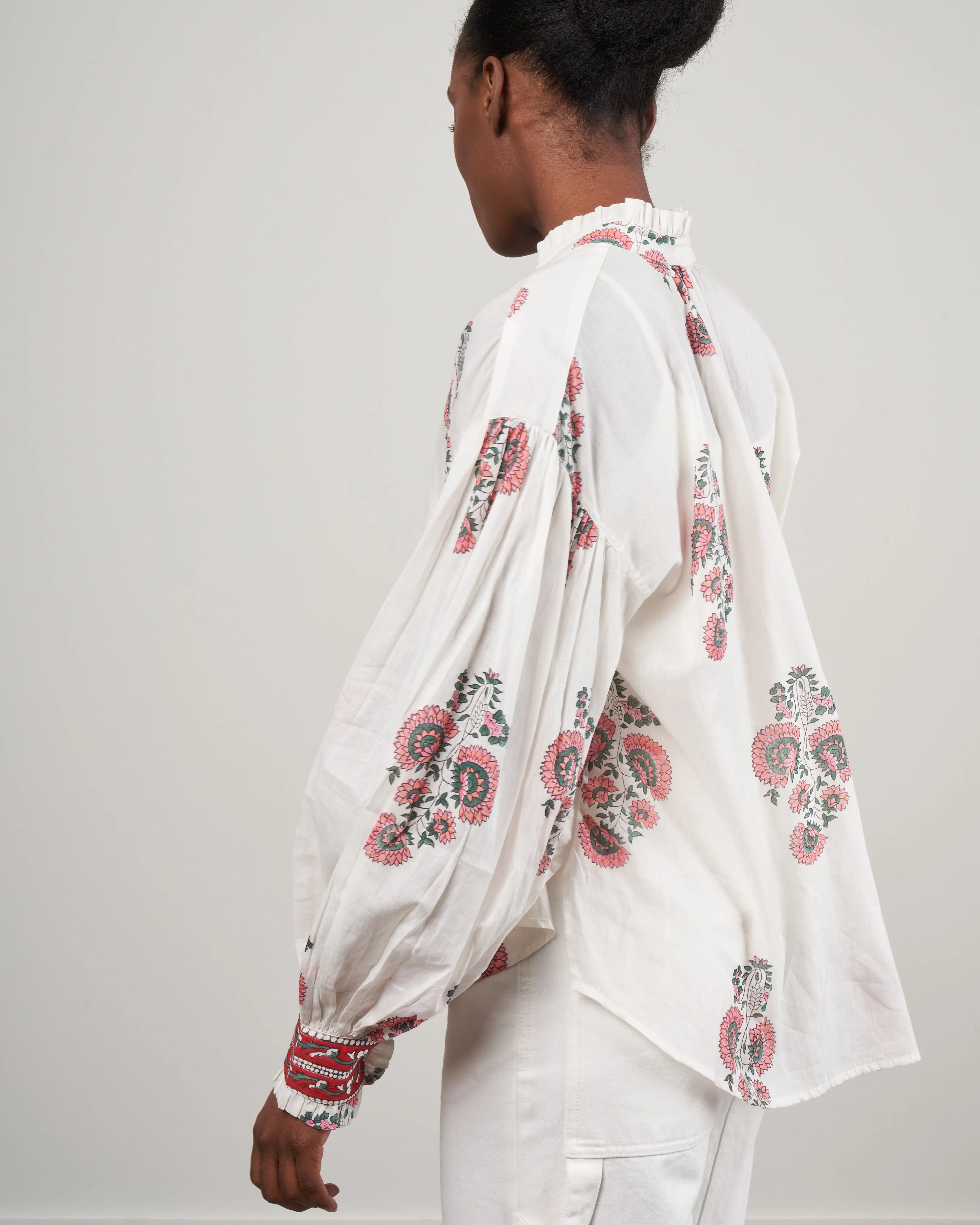 poet peach blouse - white/peach