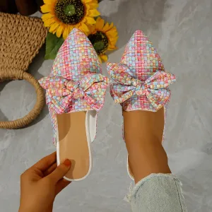 Point Toe Block Heels Slip-Ons