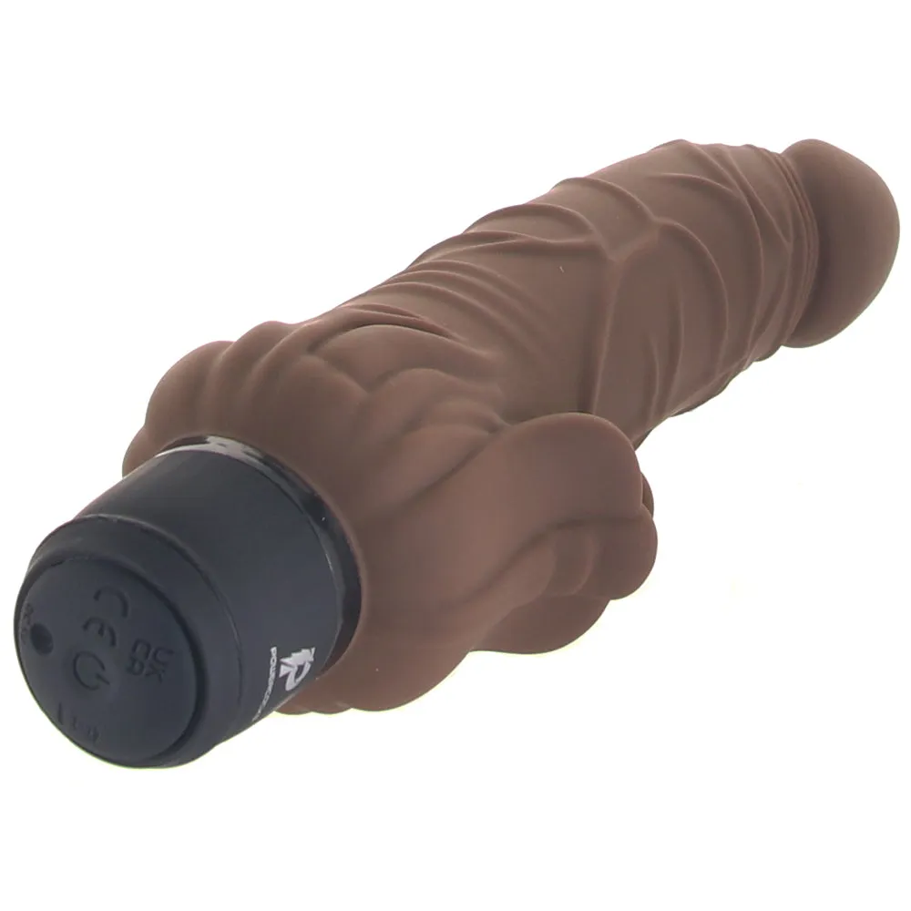 PowerCock 7 Inch Vibe with Clitoral Stimulator in Brown