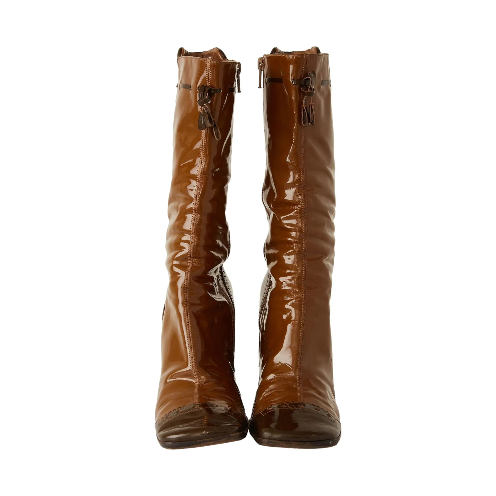Prada Brown Patent Boots
