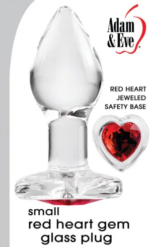Red Heart Gem Glass Plug - Small