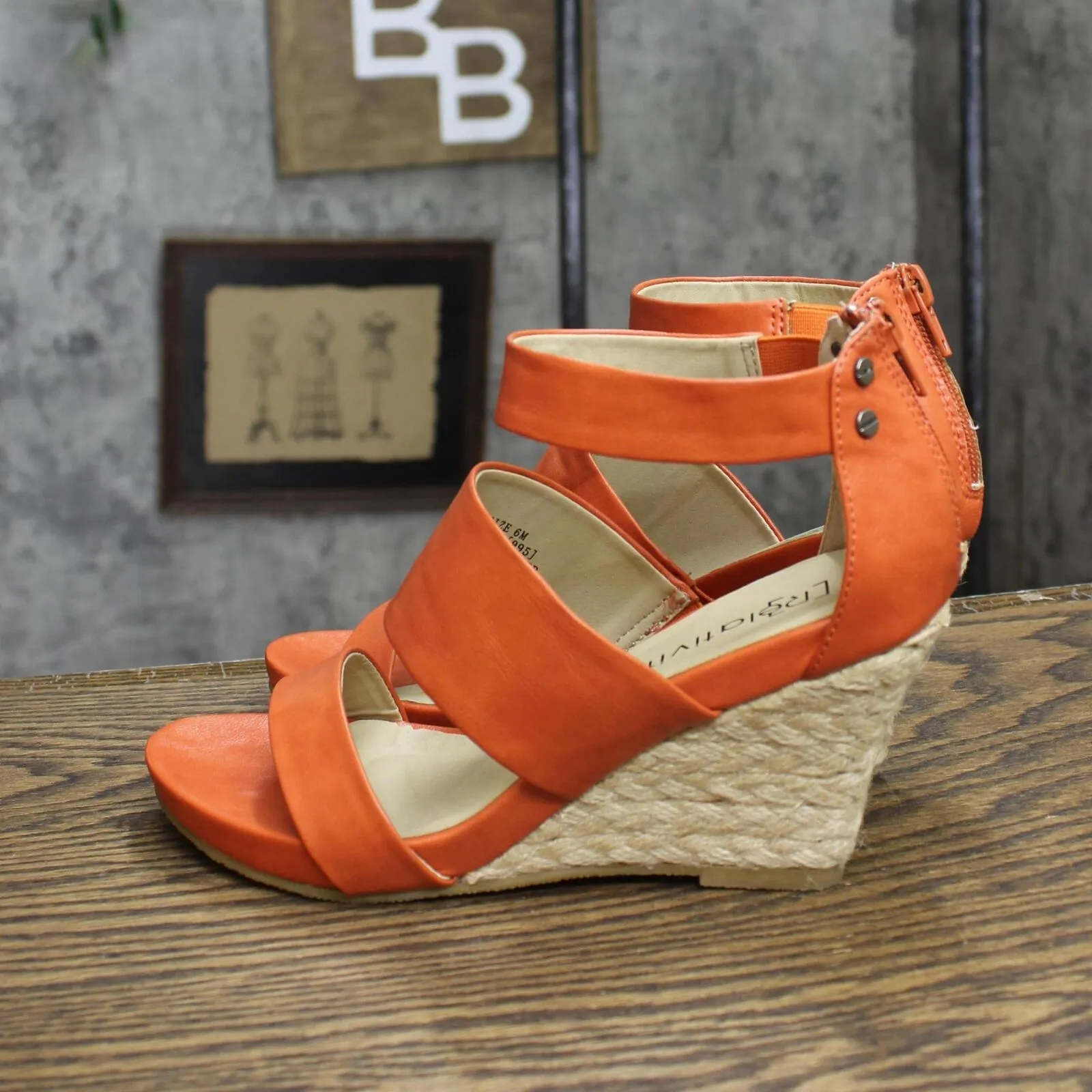Relativity Womens Strap Zip Lindie Wedges 1673d5998333d9 Coral Orange 6M