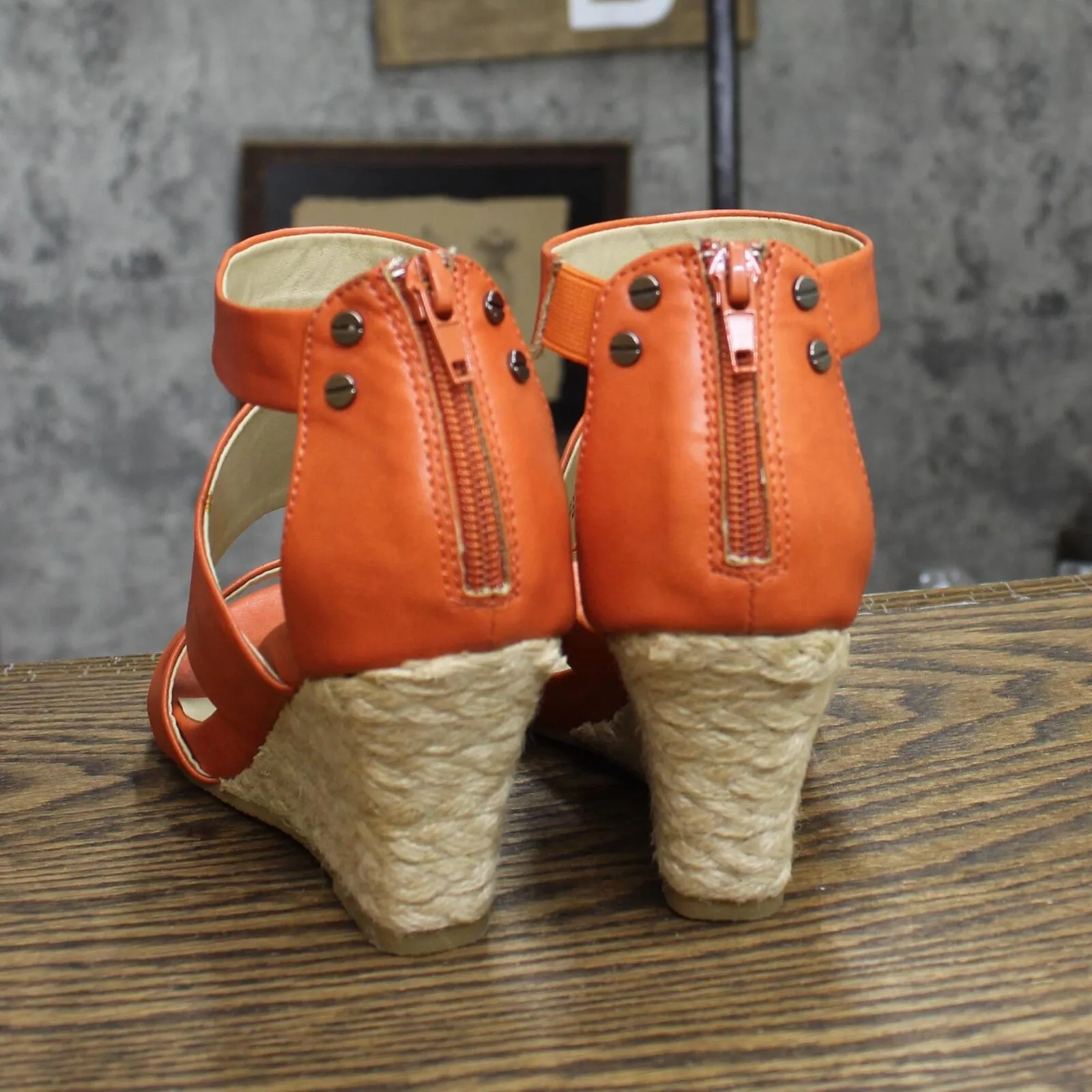 Relativity Womens Strap Zip Lindie Wedges 1673d5998333d9 Coral Orange 6M