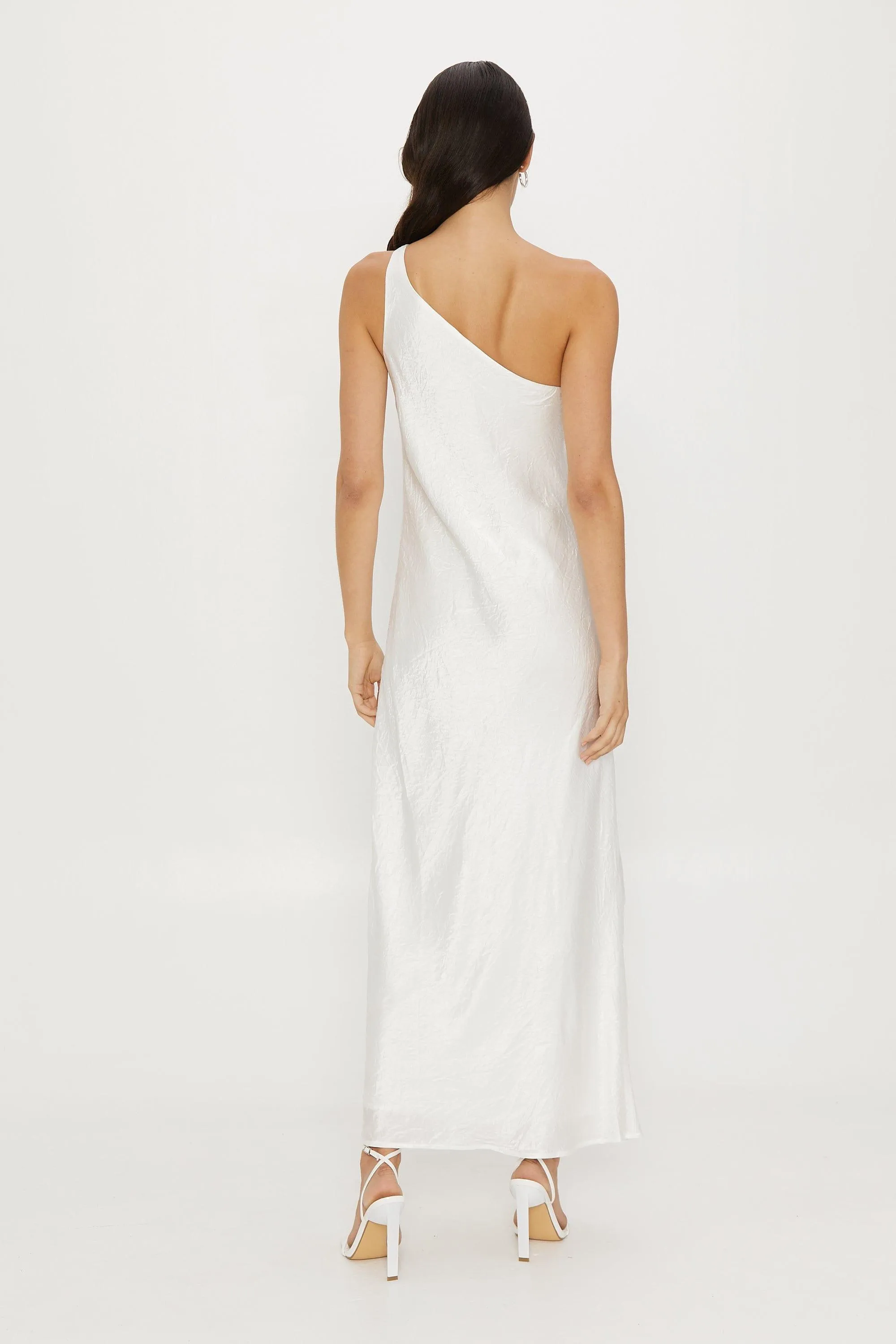 RUNNING WATER BIAS ONE SHOULDER MAXI | WHITE