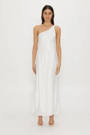 RUNNING WATER BIAS ONE SHOULDER MAXI | WHITE