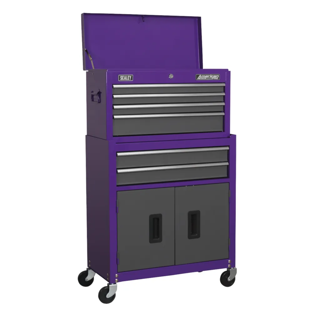 Sealey 6 Drawer Topchest & Rollcab Combination - Purple/Grey - C