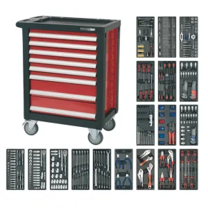 Sealey 8 Drawer Rollcab with Ball Bearing Slides & 707pc Tool Kit - Red/Black - B