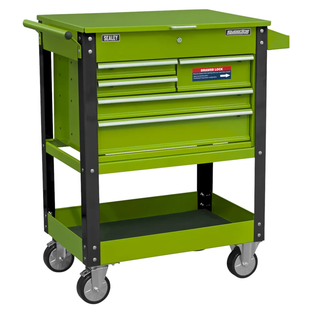 Sealey Heavy-Duty 5 Drawer Mobile Tool & Parts Trolley - Green - A