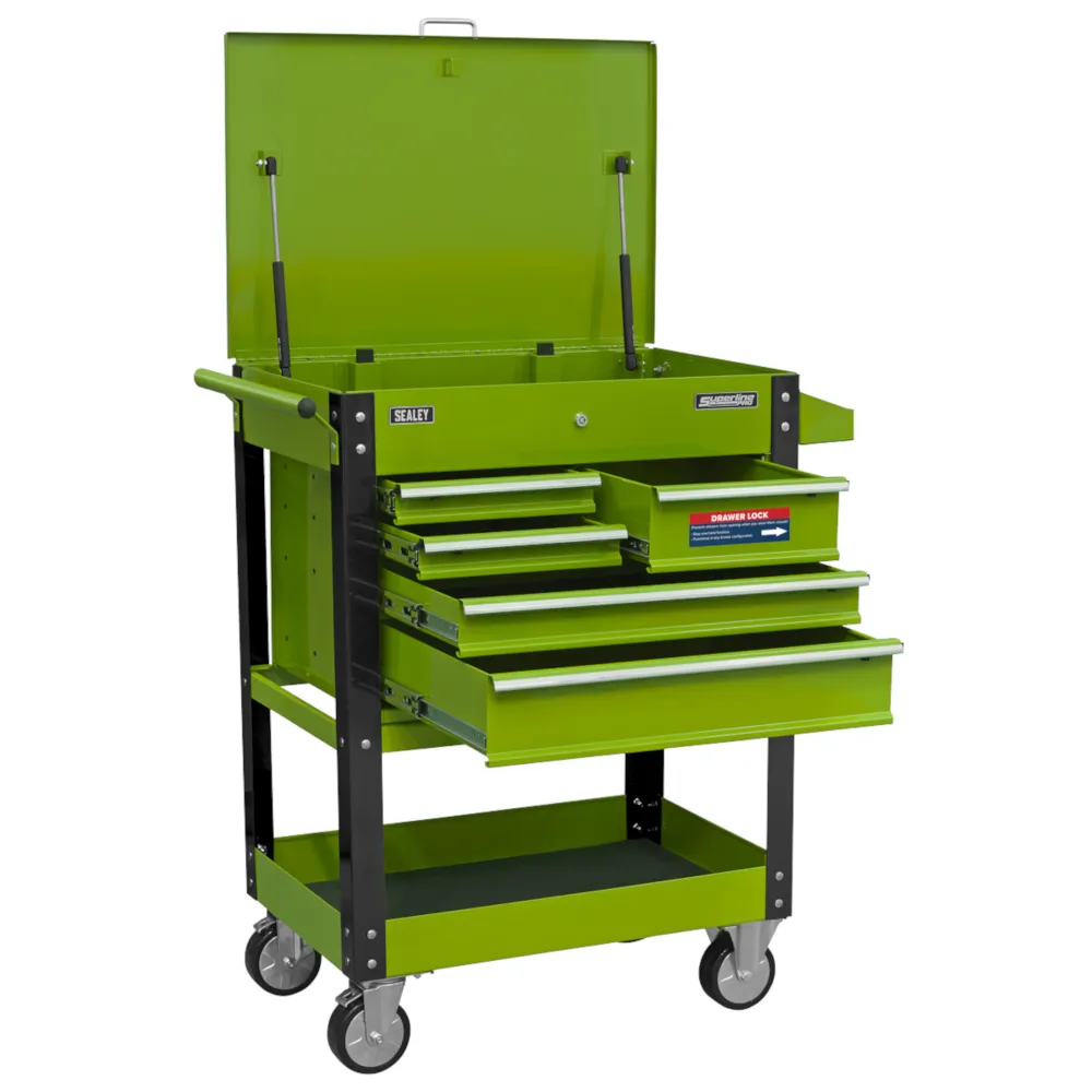 Sealey Heavy-Duty 5 Drawer Mobile Tool & Parts Trolley - Green - A