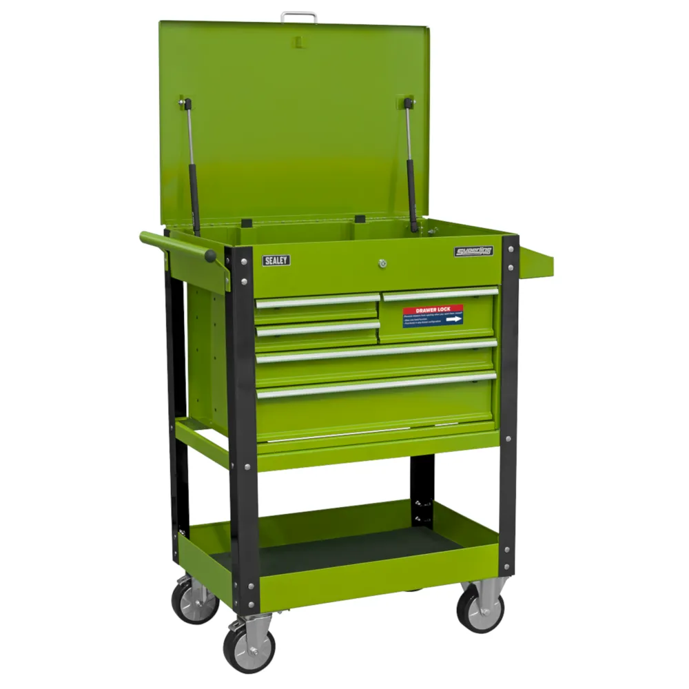 Sealey Heavy-Duty 5 Drawer Mobile Tool & Parts Trolley - Green - A
