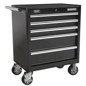 Sealey Superline Pro Rollcab 5 Drawer with Ball-Bearing Slides - Black