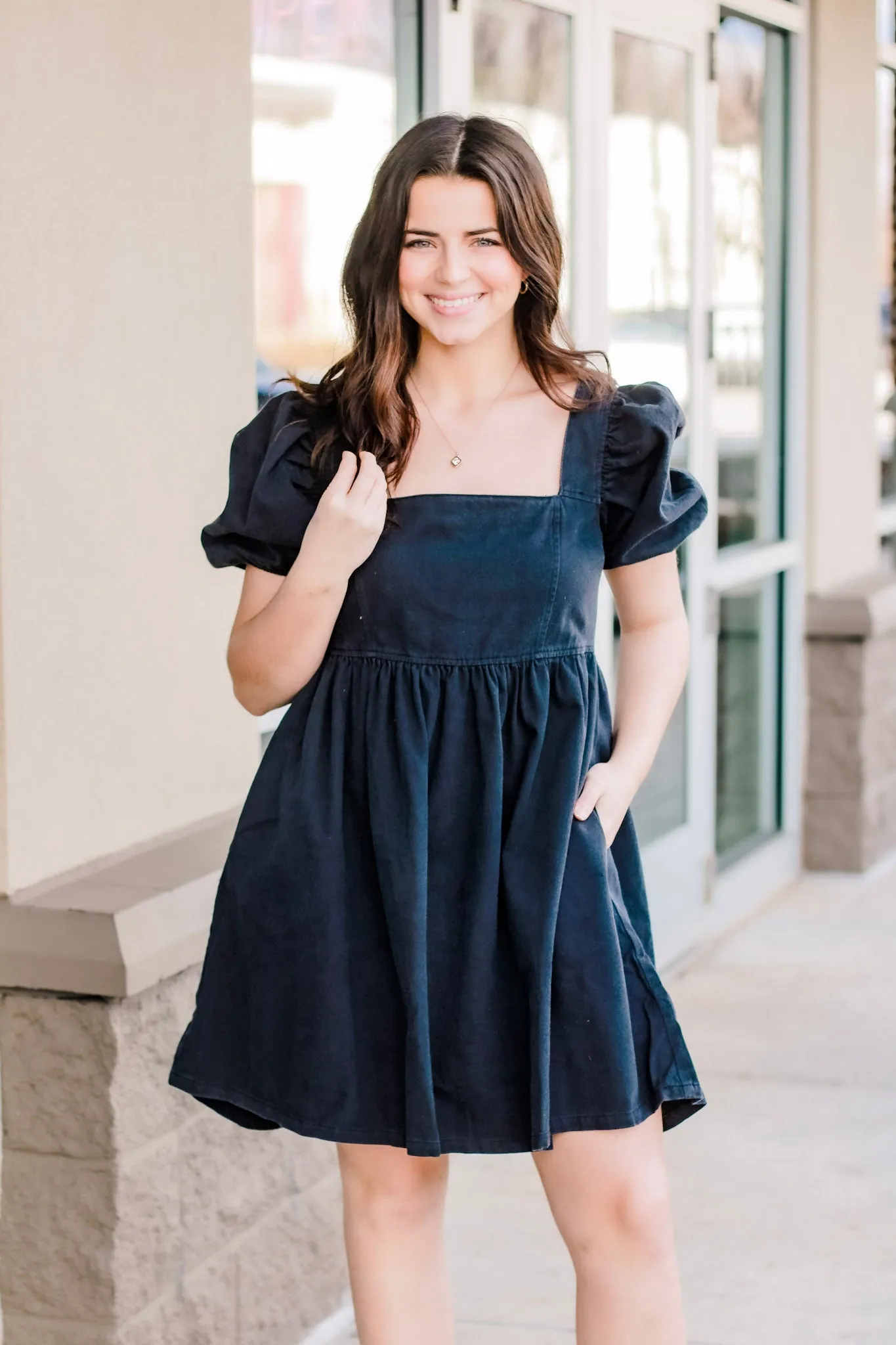 She's Sassy Black Denim Dress
