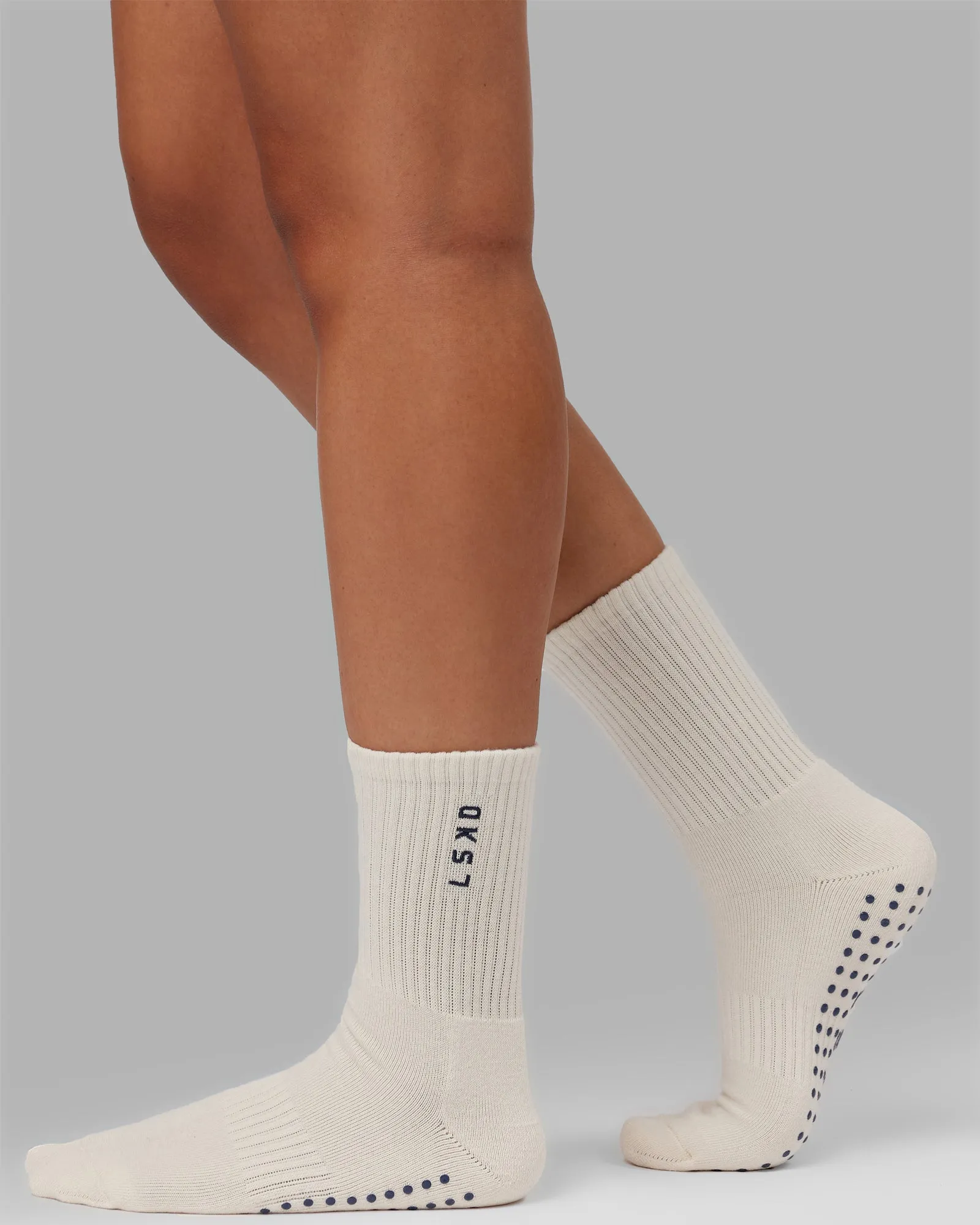 Signal Crew Pilates Grip Socks - Off White-Future Dusk