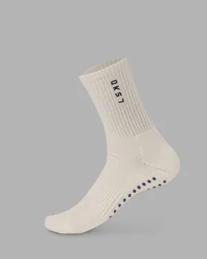 Signal Crew Pilates Grip Socks - Off White-Future Dusk