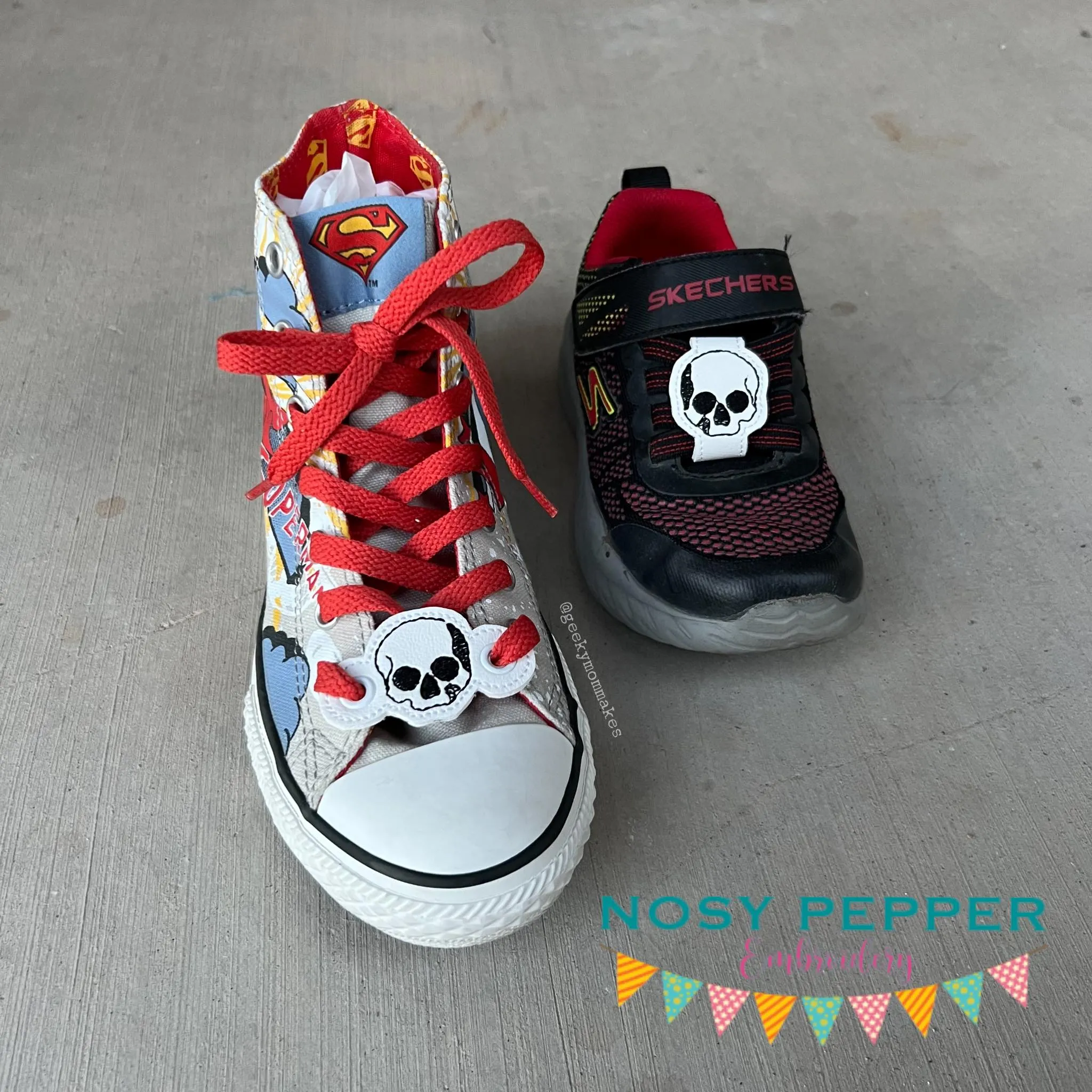 Skull Shoe Charm machine embroidery design (3 versions included) DIGITAL DOWNLOAD