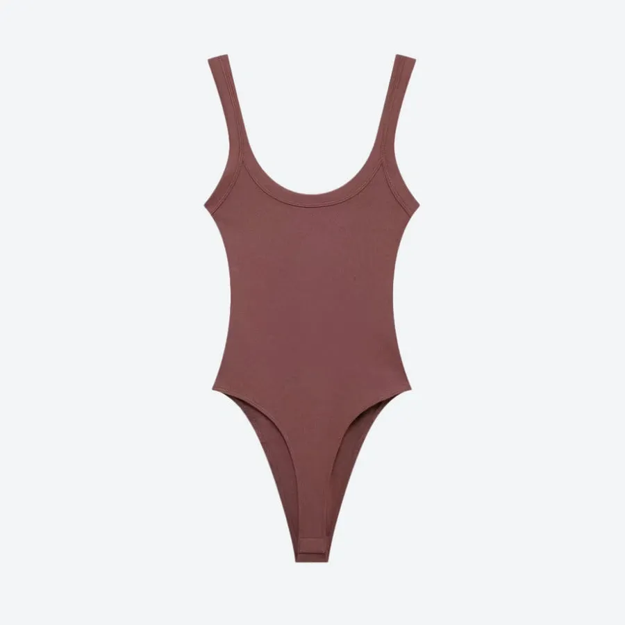 Sleeveless Scoop-Neck Stretchy Knit Bodysuits