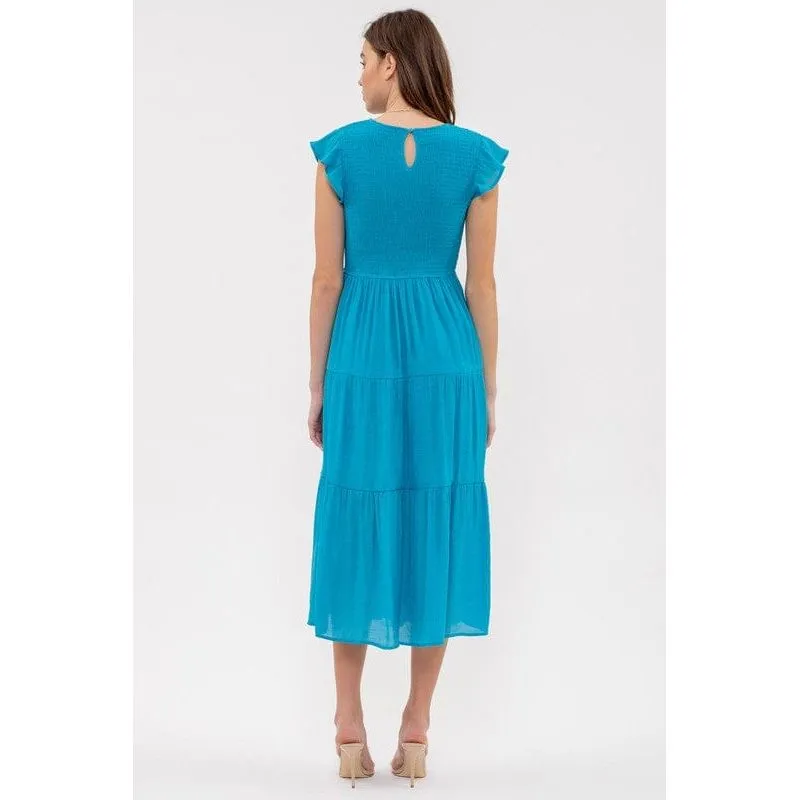 Smocked Tiered Midi Dress
