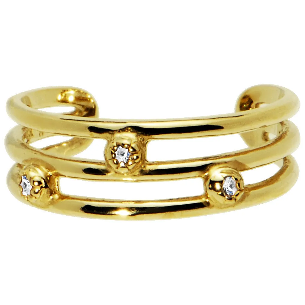 Solid 14kt Yellow Gold .03 Carat Genuine Diamond Toe Ring