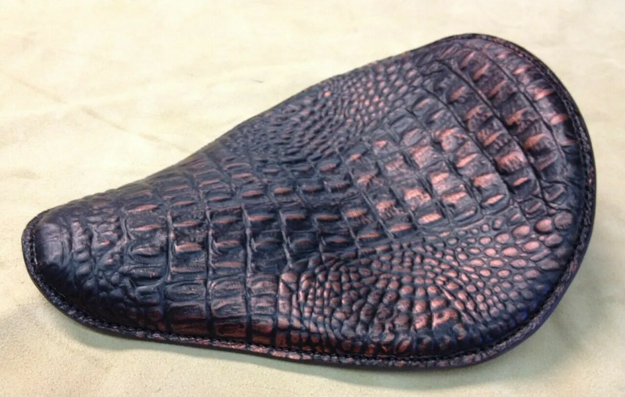Spring Seat Harley Sportster Chopper Bobber 11x14" Copper Black Alligator