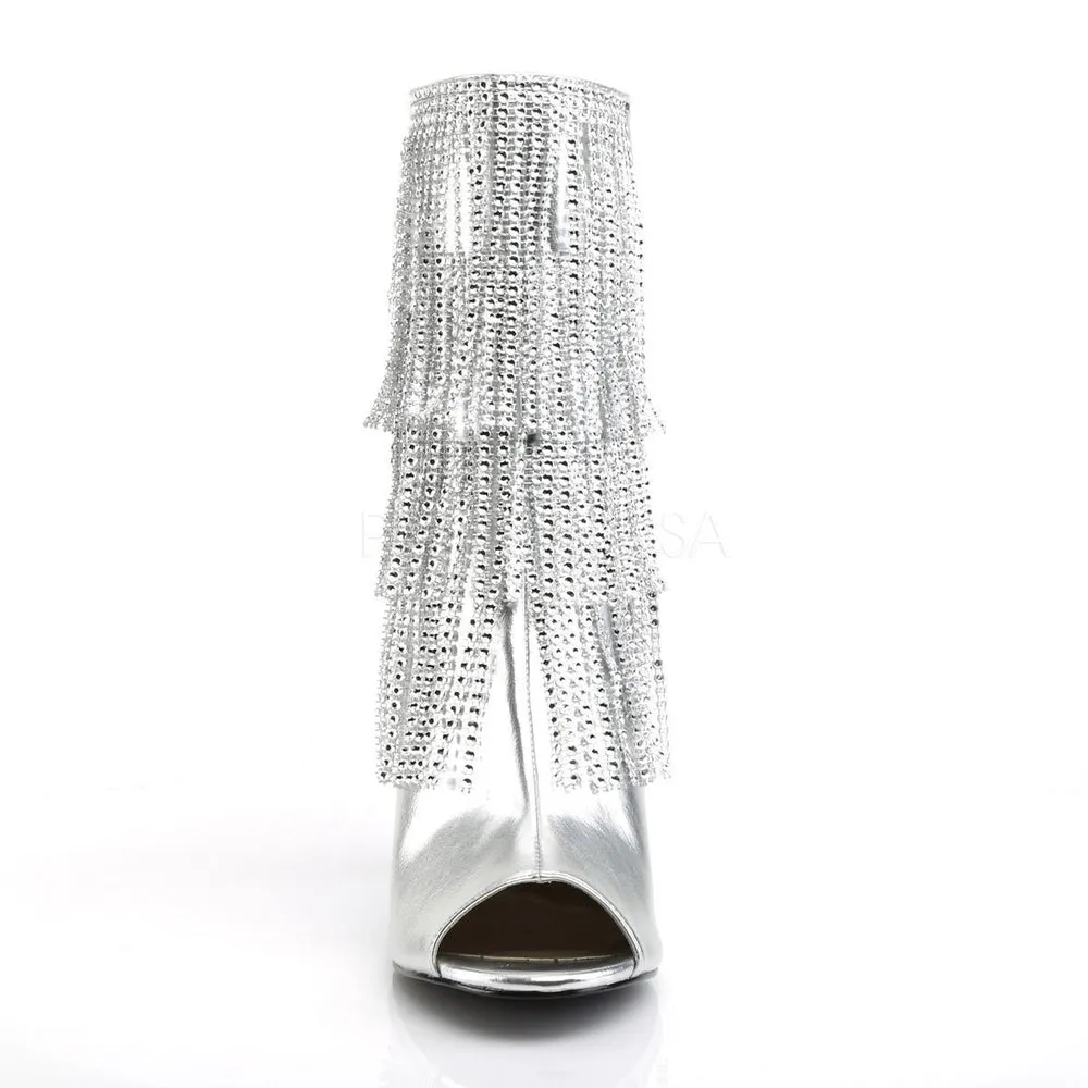 SS-QUEEN-100 Ankle Boot | Silver Faux Leather