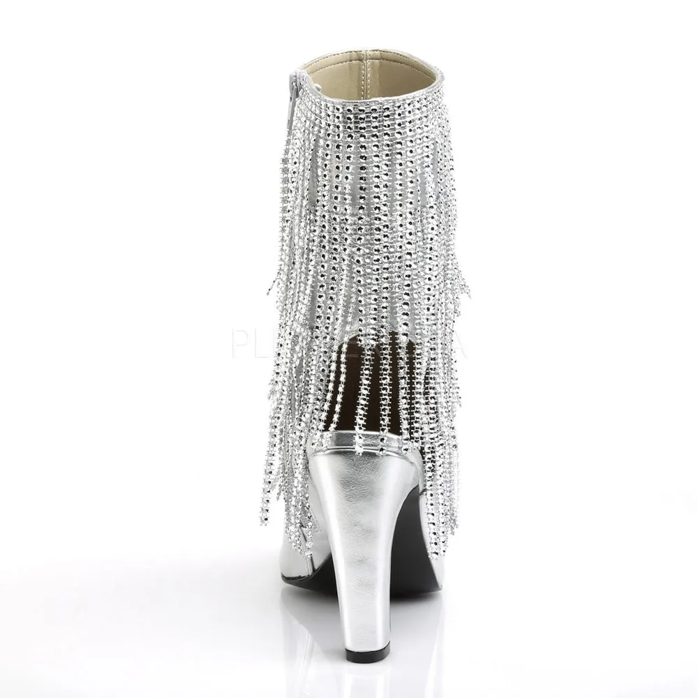 SS-QUEEN-100 Ankle Boot | Silver Faux Leather