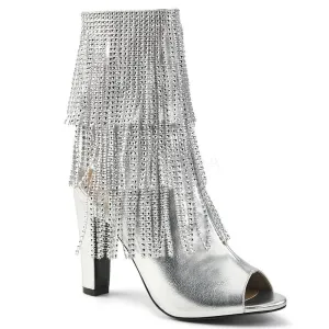 SS-QUEEN-100 Ankle Boot | Silver Faux Leather
