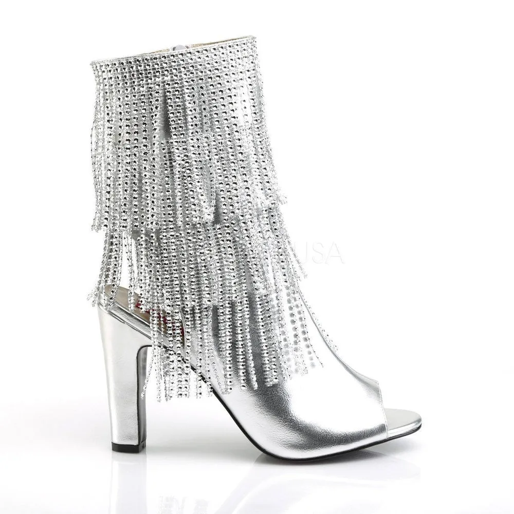 SS-QUEEN-100 Ankle Boot | Silver Faux Leather