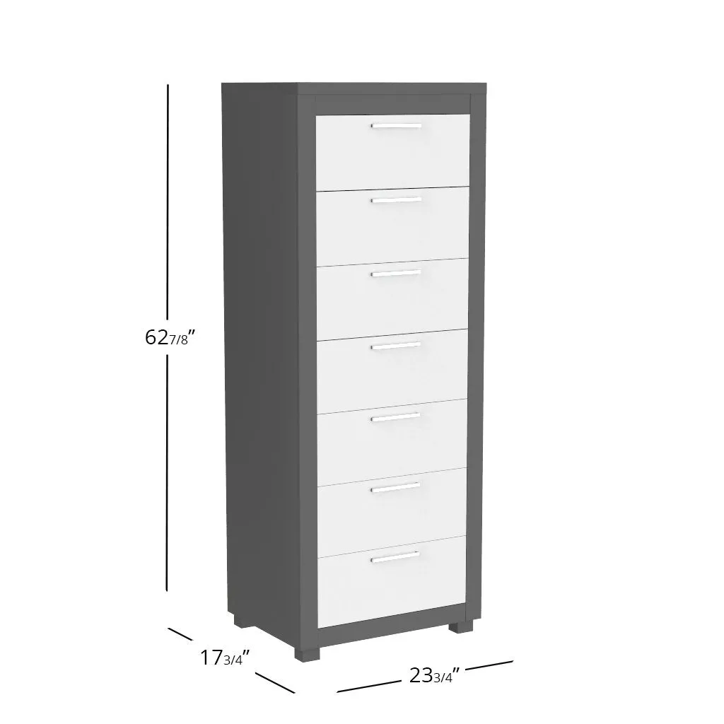 Standing Bureau - 7 drawer - Aria - Dark gray and white