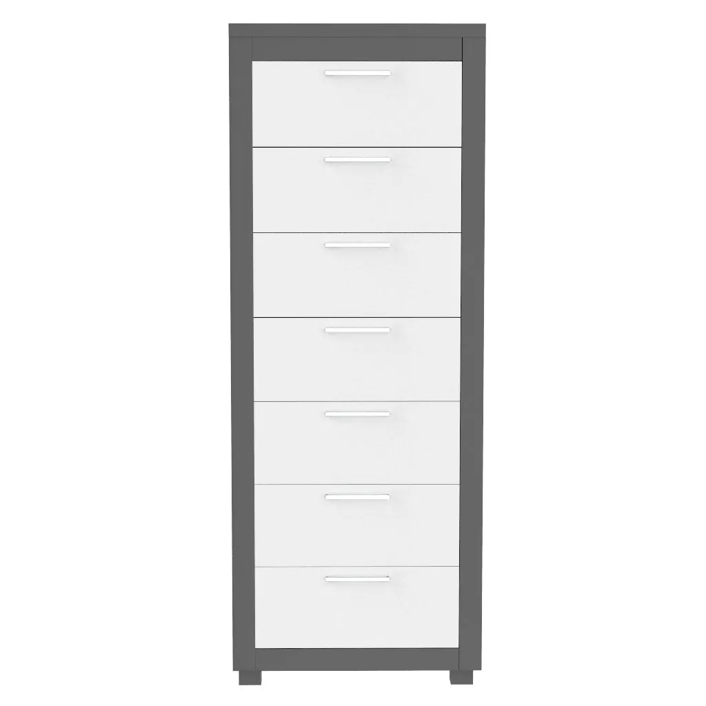 Standing Bureau - 7 drawer - Aria - Dark gray and white