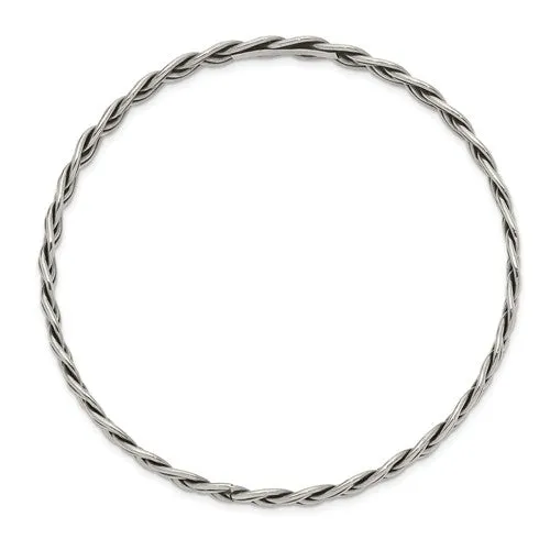 Sterling Silver Braided 5.25mm Wide Slip-On Bangle Bracelet