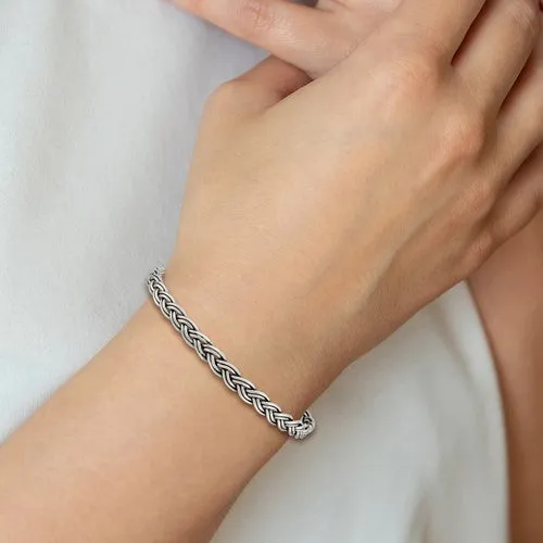 Sterling Silver Braided 5.25mm Wide Slip-On Bangle Bracelet