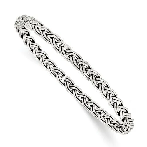 Sterling Silver Braided 5.25mm Wide Slip-On Bangle Bracelet