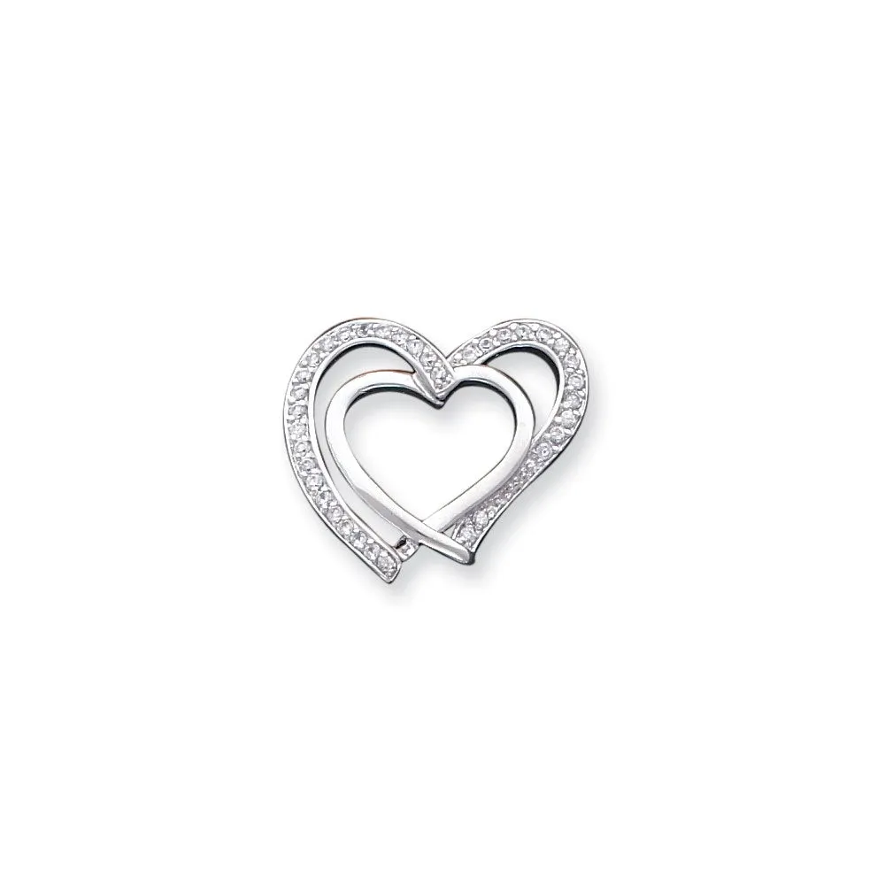 Sterling Silver CZ Double Heart Pendant