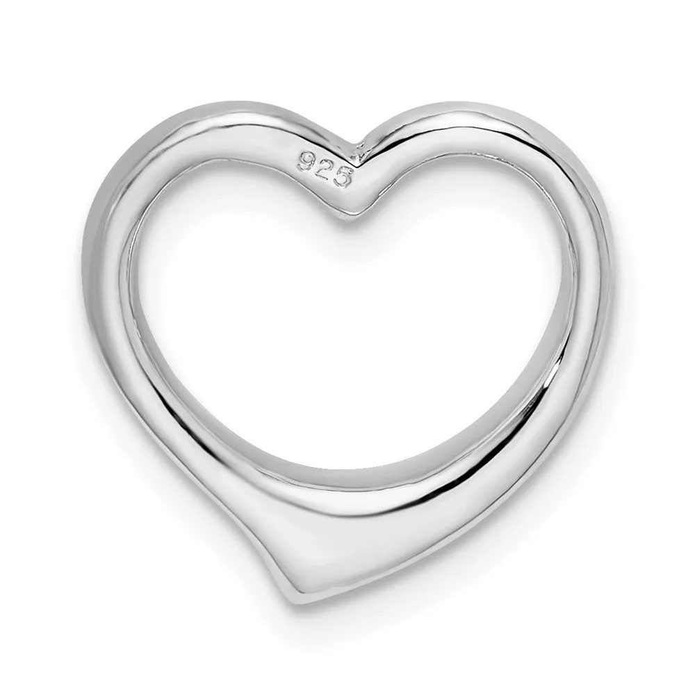 Sterling Silver Polished 3D Solid Floating Heart Pendant