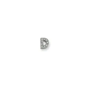 Sterling Silver Polished CZ Initial D Slide