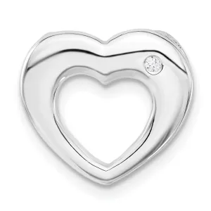 Sterling Silver Polished Heart w/CZ Slide Pendant