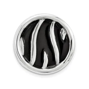 Sterling Silver Stackable Expressions Sm Blk Enameled ZebraPrintChain Slide