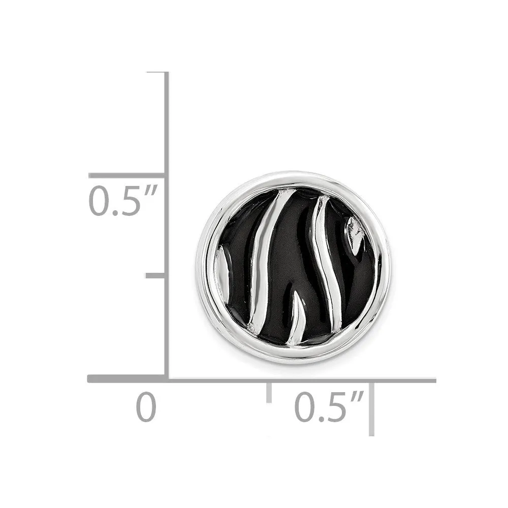 Sterling Silver Stackable Expressions Sm Blk Enameled ZebraPrintChain Slide