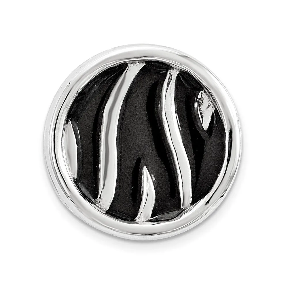 Sterling Silver Stackable Expressions Sm Blk Enameled ZebraPrintChain Slide