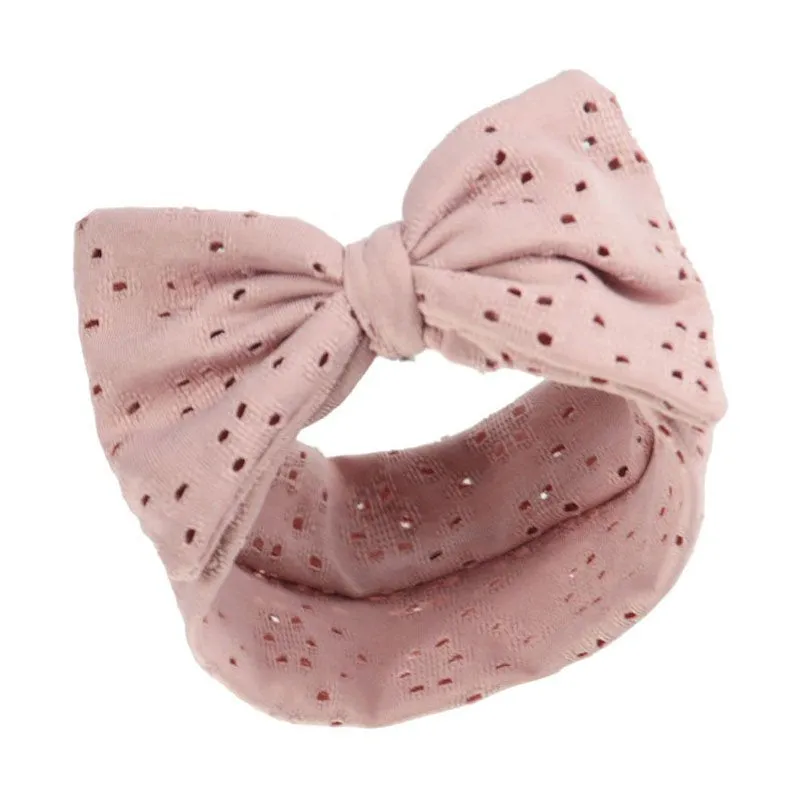Stretchy pink broderie anglaise headband