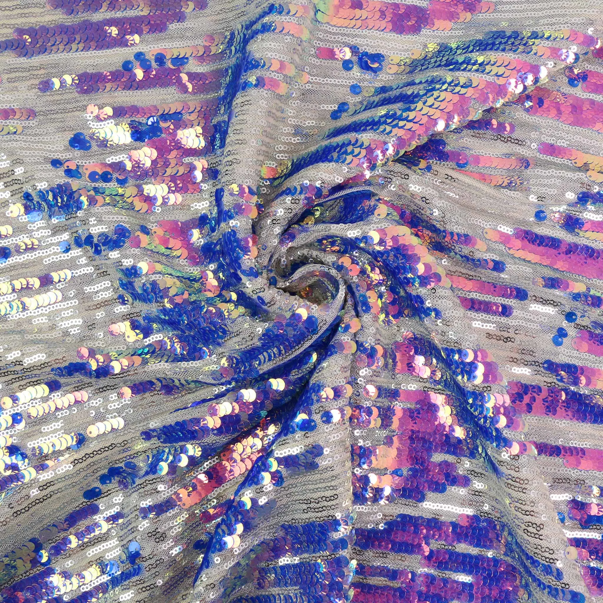Stretchy Sequin Fabric - Pink, Blue, iridescent