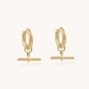 T-Bar Hoop Earrings, Gold