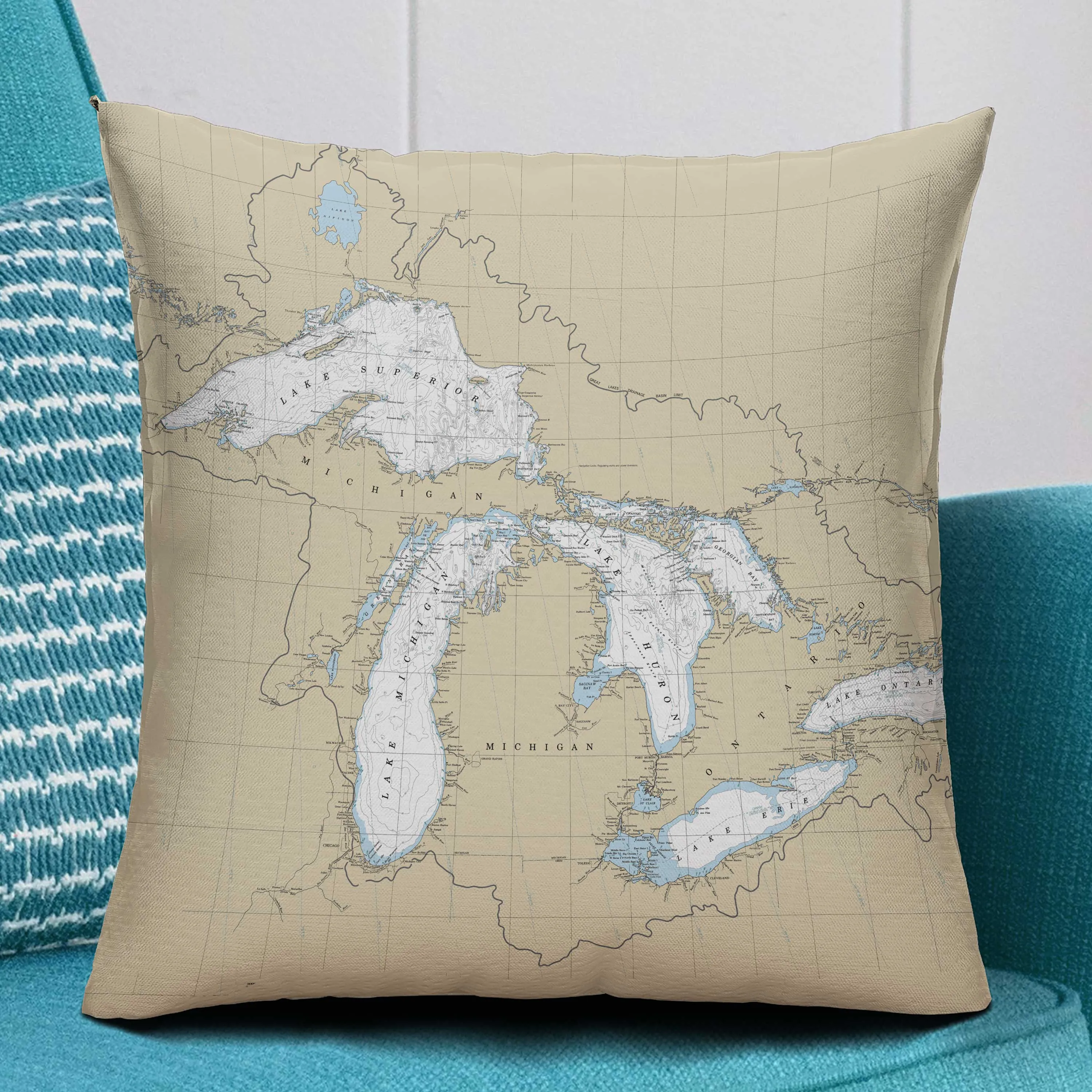 The Great Lakes Square Pillow Cover