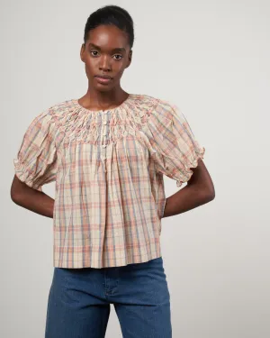 the hazel top - washed rose plaid