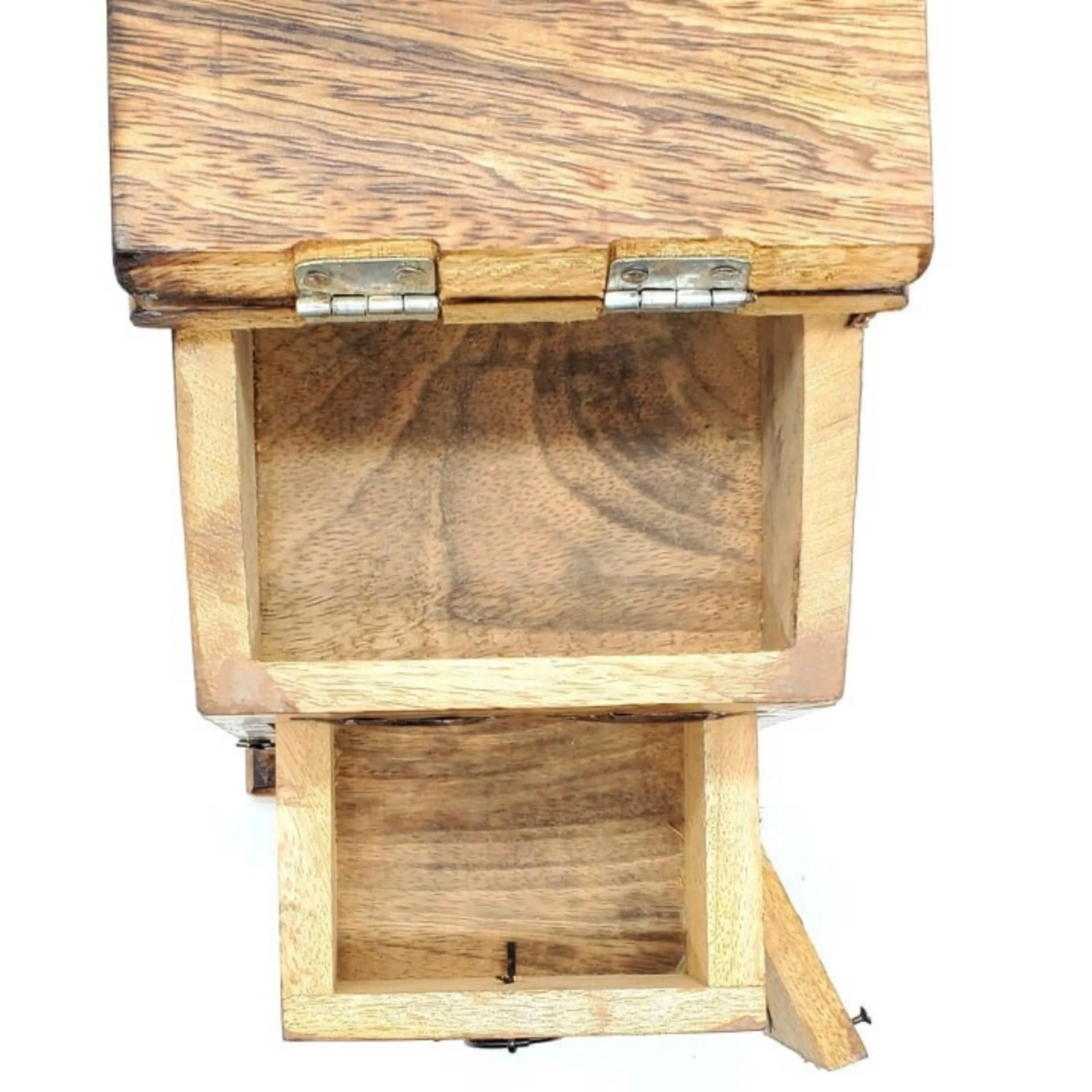 Tree of Life 3-Compartment Trinket Hutch | 4" x 9" Inches | Crystal Storage Box | Tarot Card Box | Carved Wooden Jewelry Box | Altar Box